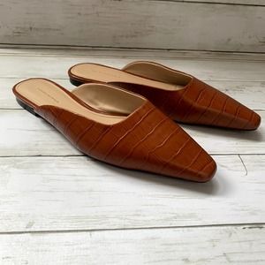 Banana Republic Brown Croc-Embossed Mules
